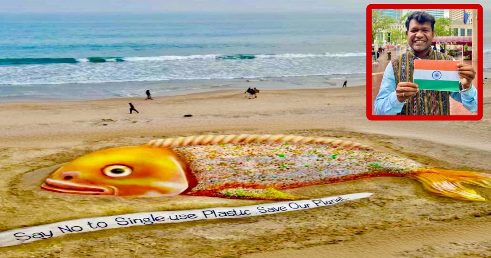 Sand Art with 500 Kg Plastic Bottles : Sudarsan Pattnaik