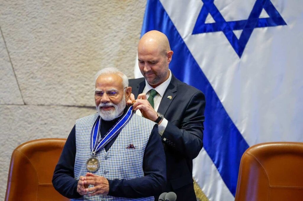 Narendra Modi Receives First Medal of the Knesset from Israel