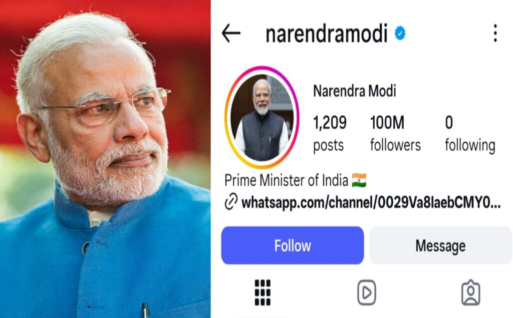 PM Modi Crosses 100 Million Followers on Instagram