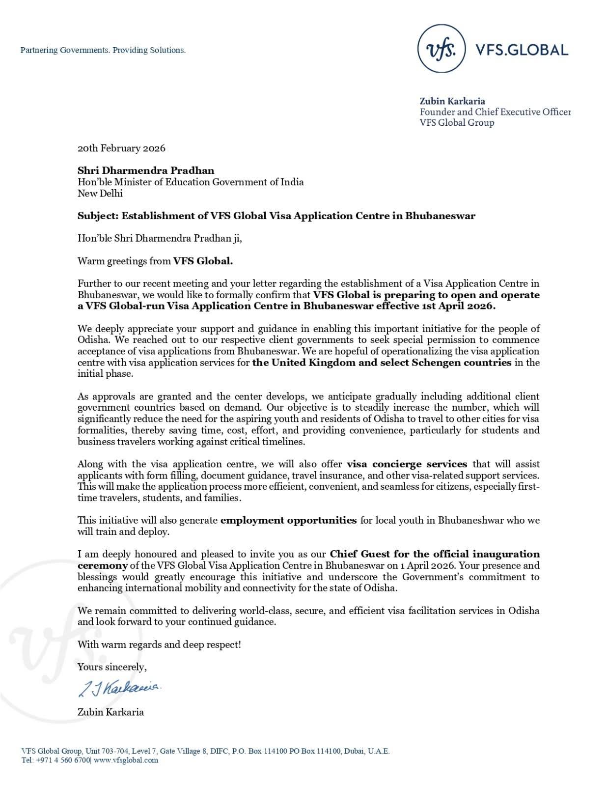 VFS Global to Open Visa Application Centre in Bhubaneswar