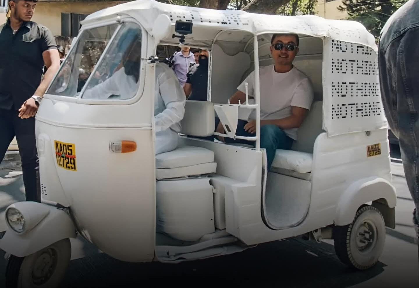 Carl Pei Arrives in Autorickshaw in Bengaluru